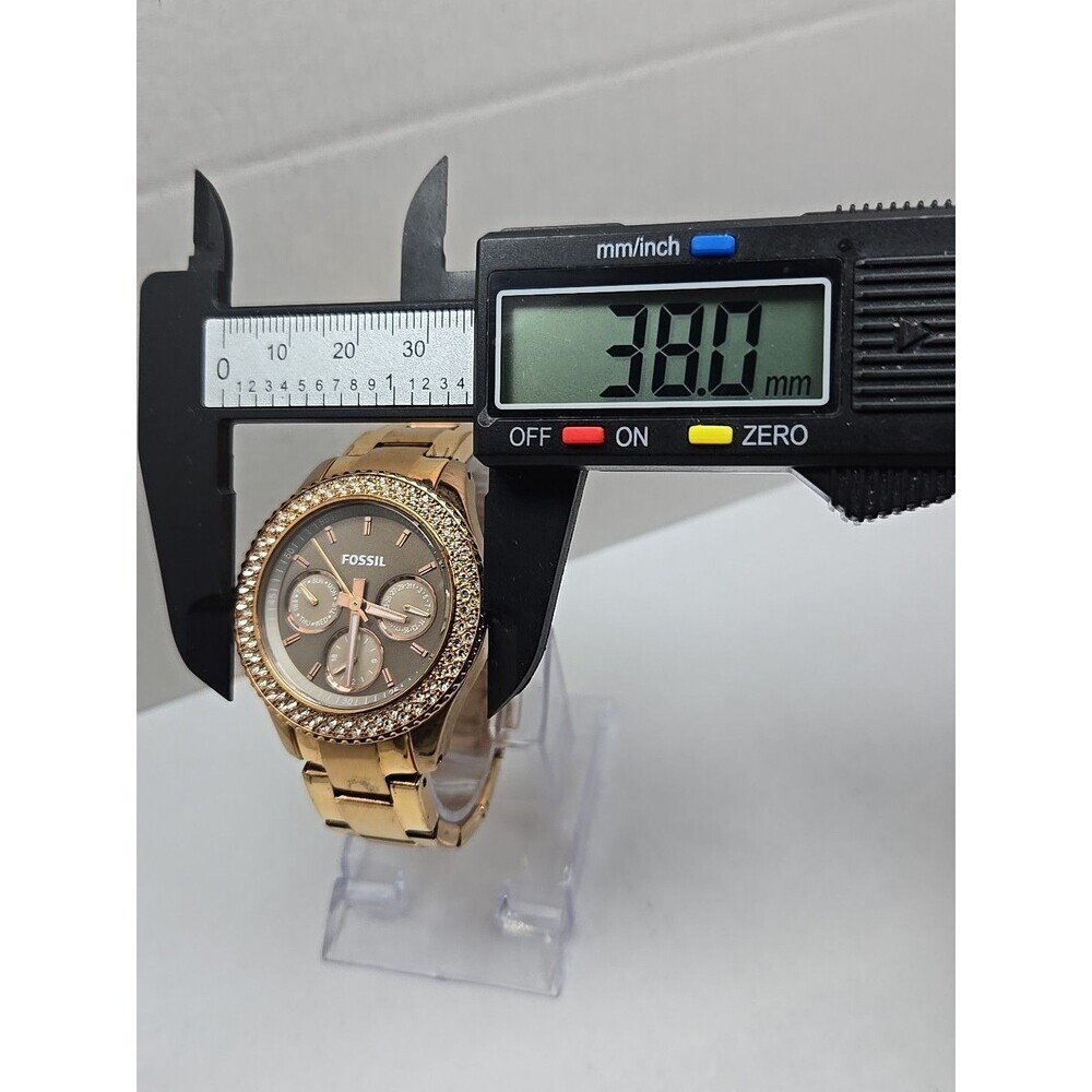 Fossil Stella ES3502 Womens Rose Gold Crystal Multifunction Watch New Battery - Picture 5 of 11